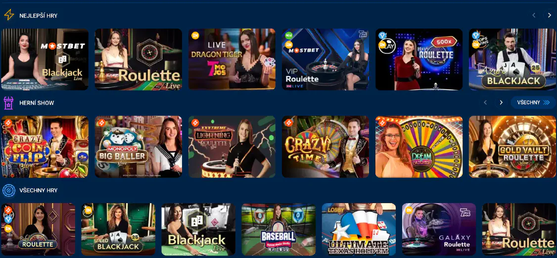 Stolní hry v Mostbet Casinu